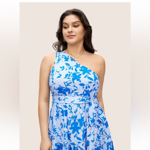 Bloomchic Silhouette Floral Print One Shoulder Belted Dress XL us14-16 - Picture 3 of 8